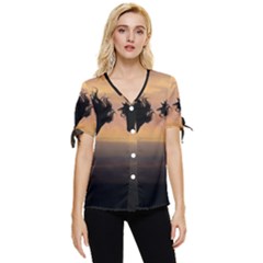 Evening Horses Bow Sleeve Button Up Top by LW323