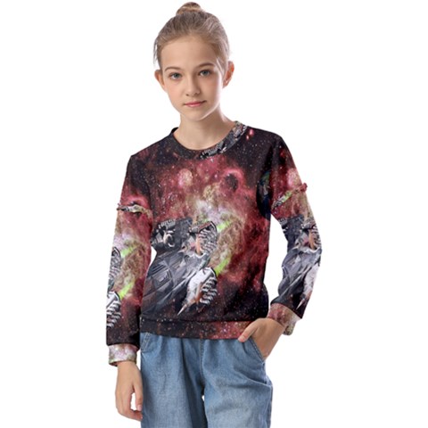 Space Kids  Long Sleeve Tee With Frill  by LW323