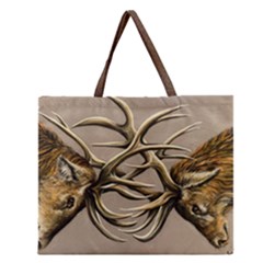 Stags Zipper Large Tote Bag by ArtByThree