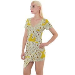 Sunshine Colors On Flowers In Peace Short Sleeve Asymmetric Mini Dress by pepitasart
