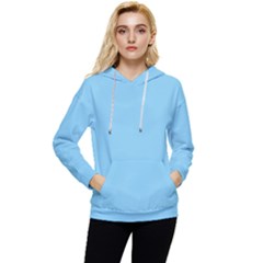 Color Baby Blue Women s Lightweight Drawstring Hoodie