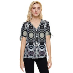 Design C1 Bow Sleeve Button Up Top by LW323