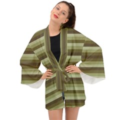 Linear Warm Print Design Long Sleeve Kimono