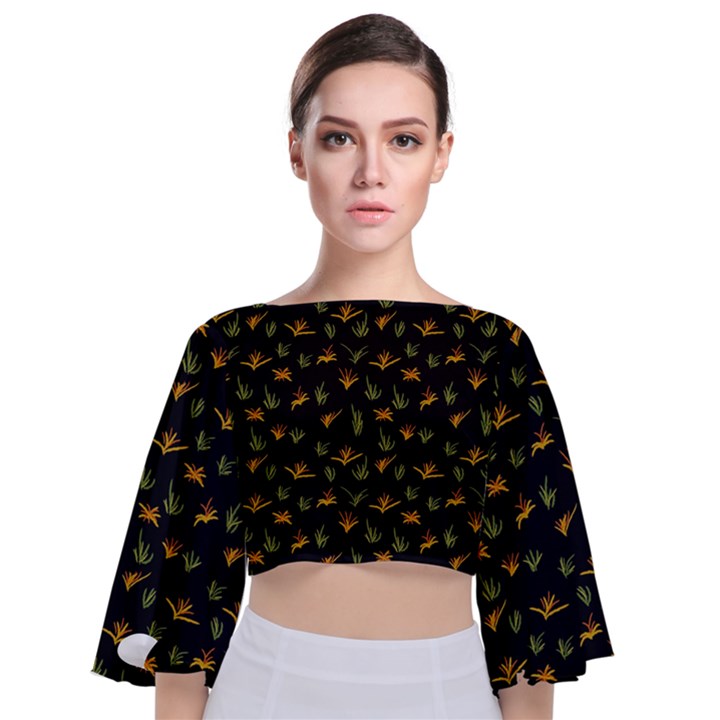 Peizaj Tie Back Butterfly Sleeve Chiffon Top