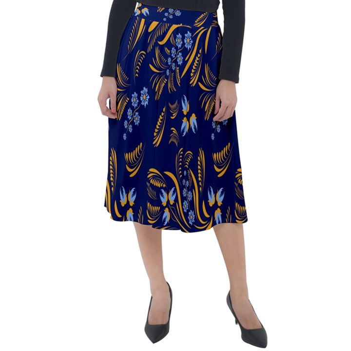 Folk floral pattern. Flowers abstract surface design. Seamless pattern Classic Velour Midi Skirt 