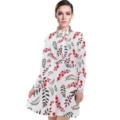 Folk Floral Pattern  Flowers Abstract Surface Design  Seamless Pattern Long Sleeve Chiffon Shirt Dress by Eskimos