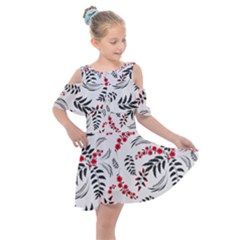 Folk floral pattern. Flowers abstract surface design. Seamless pattern Kids  Shoulder Cutout Chiffon Dress