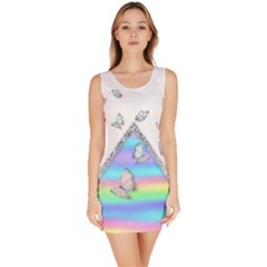 Minimal Holographic Butterflies Bodycon Dress