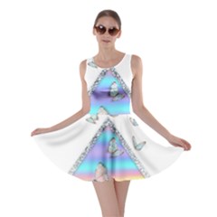 Minimal Holographic Butterflies Skater Dress