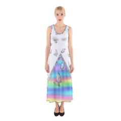 Minimal Holographic Butterflies Sleeveless Maxi Dress