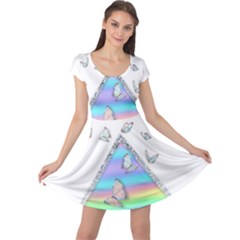 Minimal Holographic Butterflies Cap Sleeve Dress