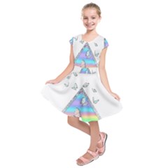 Minimal Holographic Butterflies Kids  Short Sleeve Dress