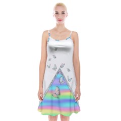 Minimal Holographic Butterflies Spaghetti Strap Velvet Dress by gloriasanchez