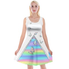 Minimal Holographic Butterflies Reversible Velvet Sleeveless Dress