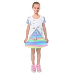 Minimal Holographic Butterflies Kids  Short Sleeve Velvet Dress