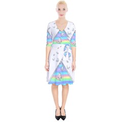 Minimal Holographic Butterflies Wrap Up Cocktail Dress