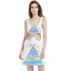 Minimal Holographic Butterflies Velvet Cutout Dress