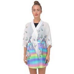 Minimal Holographic Butterflies Half Sleeve Chiffon Kimono