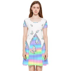 Minimal Holographic Butterflies Inside Out Cap Sleeve Dress