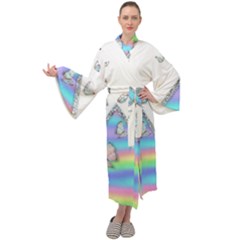 Minimal Holographic Butterflies Maxi Velour Kimono
