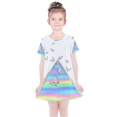 Minimal Holographic Butterflies Kids  Simple Cotton Dress