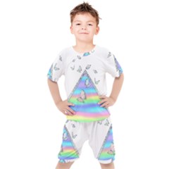 Minimal Holographic Butterflies Kids  Tee and Shorts Set