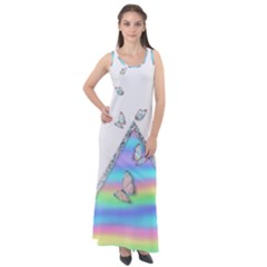Minimal Holographic Butterflies Sleeveless Velour Maxi Dress
