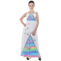 Minimal Holographic Butterflies Empire Waist Velour Maxi Dress