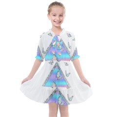 Minimal Holographic Butterflies Kids  All Frills Chiffon Dress