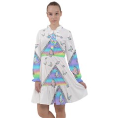 Minimal Holographic Butterflies All Frills Chiffon Dress