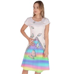 Minimal Holographic Butterflies Classic Short Sleeve Dress