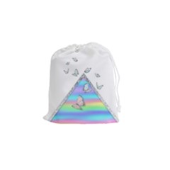 Minimal Holographic Butterflies Drawstring Pouch (Small)