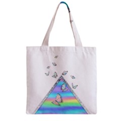 Minimal Holographic Butterflies Zipper Grocery Tote Bag