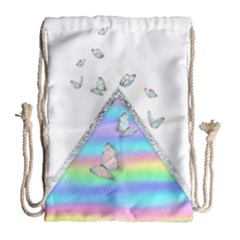 Minimal Holographic Butterflies Drawstring Bag (Large)