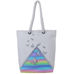 Minimal Holographic Butterflies Full Print Rope Handle Tote (Small)