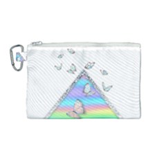 Minimal Holographic Butterflies Canvas Cosmetic Bag (Medium)