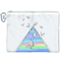 Minimal Holographic Butterflies Canvas Cosmetic Bag (XXL)