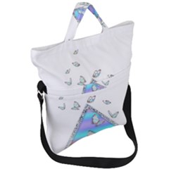 Minimal Holographic Butterflies Fold Over Handle Tote Bag