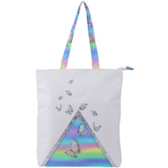 Minimal Holographic Butterflies Double Zip Up Tote Bag