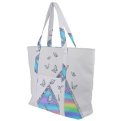 Minimal Holographic Butterflies Zip Up Canvas Bag