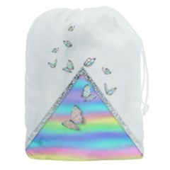 Minimal Holographic Butterflies Drawstring Pouch (3XL)