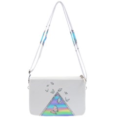 Minimal Holographic Butterflies Double Gusset Crossbody Bag