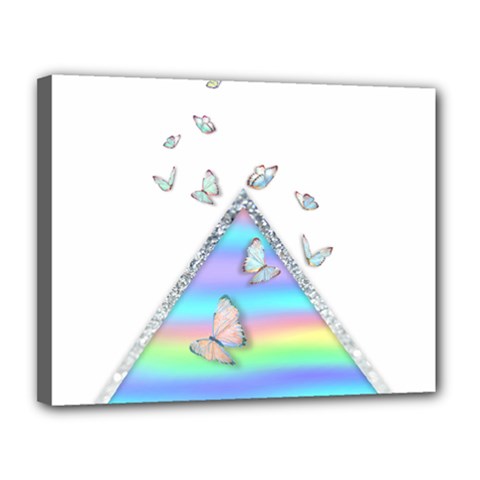 Minimal Holographic Butterflies Canvas 14  X 11  (stretched) by gloriasanchez