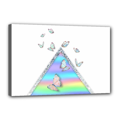 Minimal Holographic Butterflies Canvas 18  x 12  (Stretched)