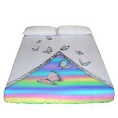 Minimal Holographic Butterflies Fitted Sheet (California King Size)