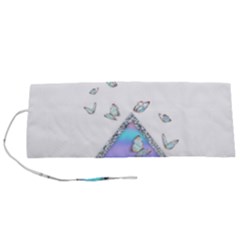 Minimal Holographic Butterflies Roll Up Canvas Pencil Holder (S)