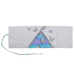 Minimal Holographic Butterflies Roll Up Canvas Pencil Holder (M)