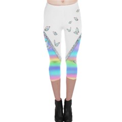 Minimal Holographic Butterflies Capri Leggings 