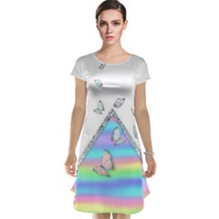 Minimal Holographic Butterflies Cap Sleeve Nightdress