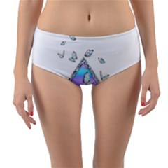 Minimal Holographic Butterflies Reversible Mid-Waist Bikini Bottoms